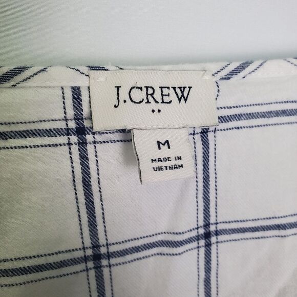 J. Crew Plaid Ruffle Off-Shoulder Blouse - Medium - Picture 7 of 8